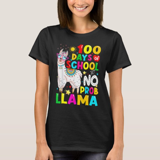 100 Days Of School Shirt No Probllama Llama 100th  (Vorderseite)