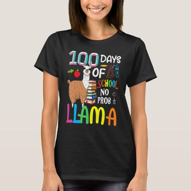 100 Days Of School Shirt No Probllama Llama 100th  (Vorderseite)