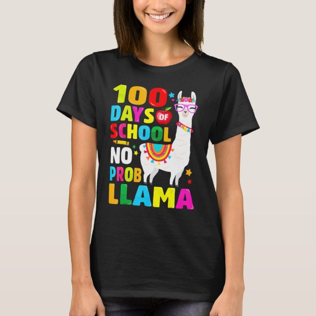100 Days of School Shirt No Probllama Llama 100th  (Vorderseite)