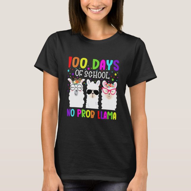 100 Days of School Shirt No Probllama Llama Teache (Vorderseite)