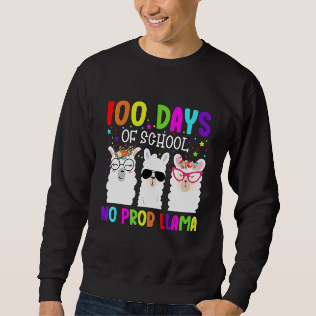 100 Days of School Shirt No Probllama Llama Teache (Vorderseite)