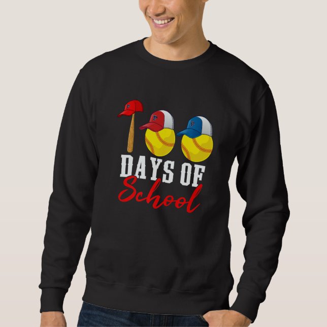 100 days of school Softball Teacher Kids 100th day Sweatshirt (Vorderseite)