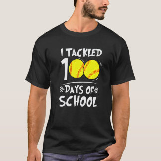 100 Days of School Softball Teacher Kids 100th Day T-Shirt