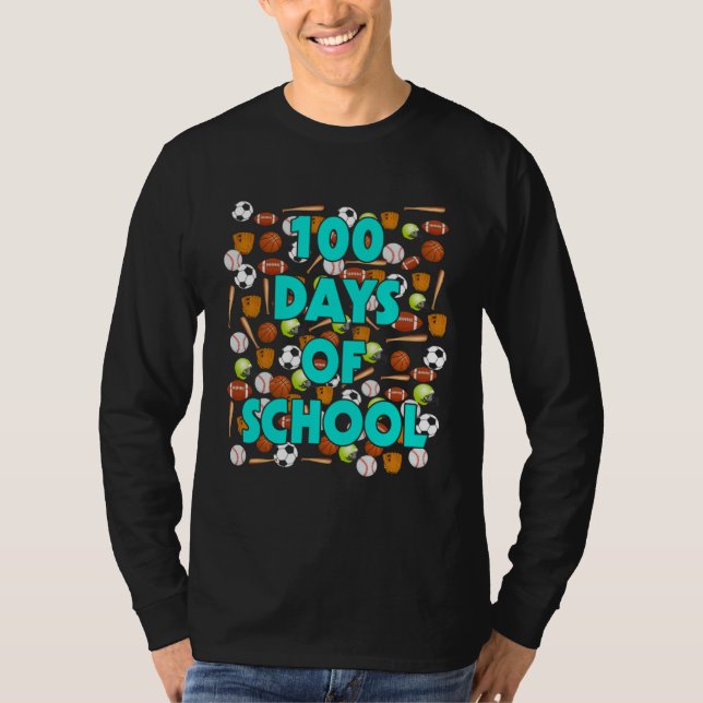 100 Days Of School Sports 100th Day Boys Students  T-Shirt (Vorderseite)