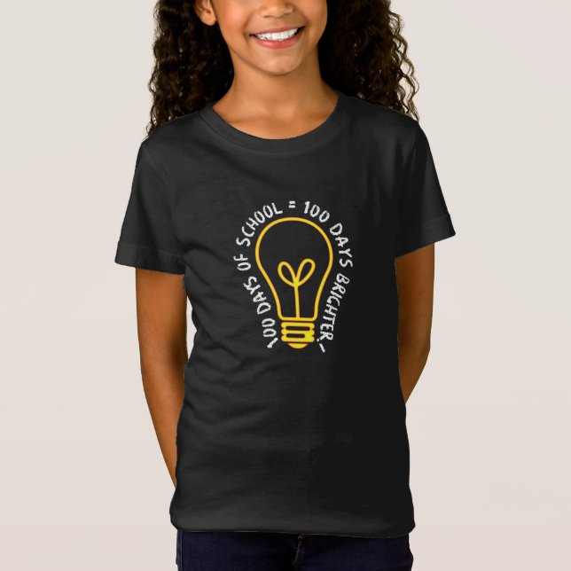 100 Days Of School Teachers Kids Lightbulb Idea T-Shirt (Vorderseite)