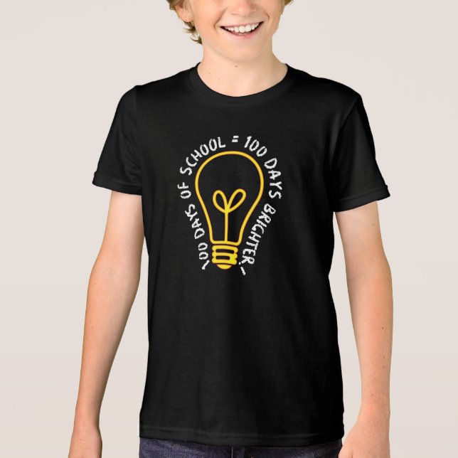 100 Days Of School Teachers Kids Lightbulb Idea Tri-Blend Shirt (Vorderseite)