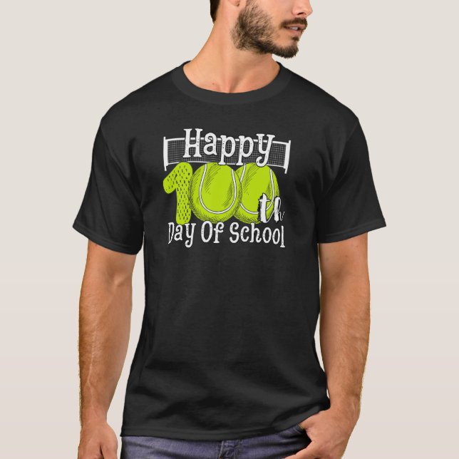 100 Days Of School Tennis Boys youth Happy 100th d T-Shirt (Vorderseite)