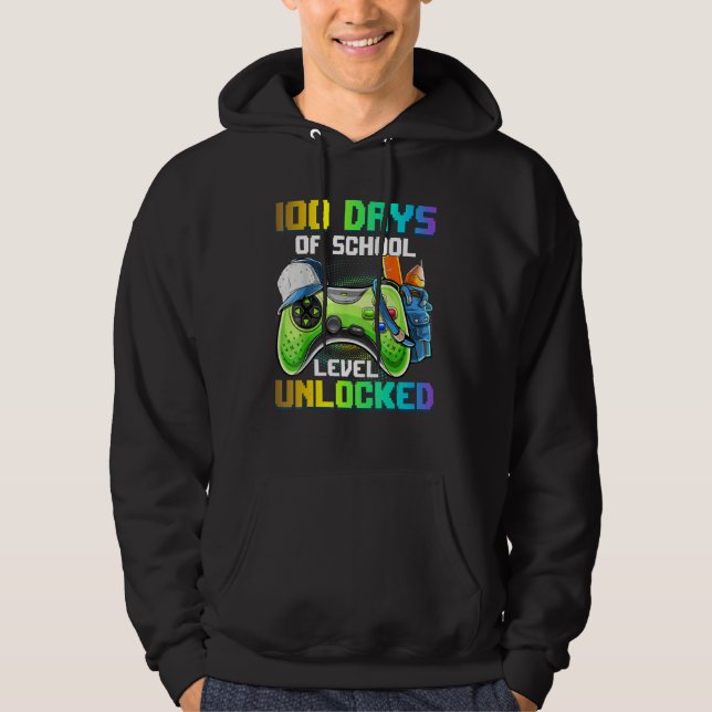 100 Days of School Video Games Level Unlocked Game Hoodie (Vorderseite)
