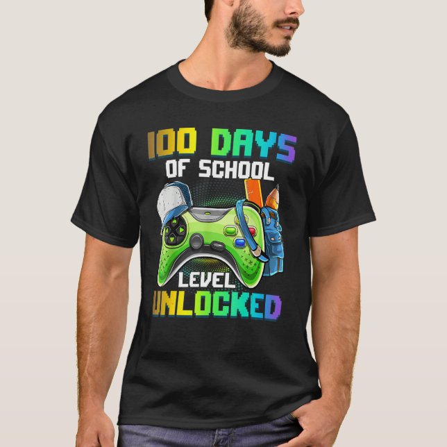 100 Days of School Video Games Level Unlocked Game T-Shirt (Vorderseite)