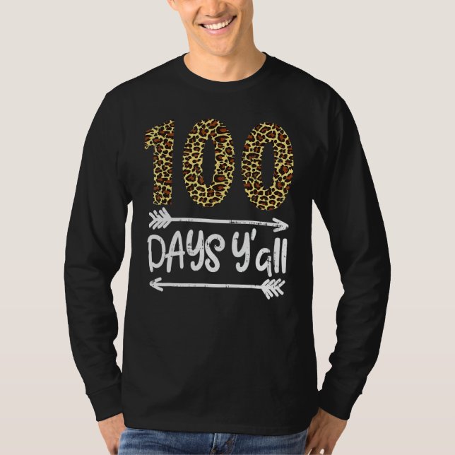 100 Days Of School Y'all Leopard Print 100th Teach T-Shirt (Vorderseite)