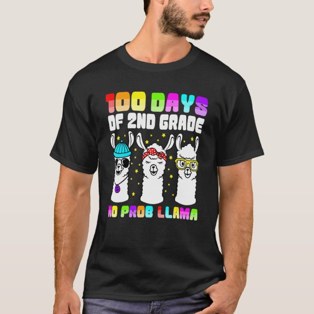 100 Days of Second Grade No Probllama Shirts, 2nd  T-Shirt (Vorderseite)