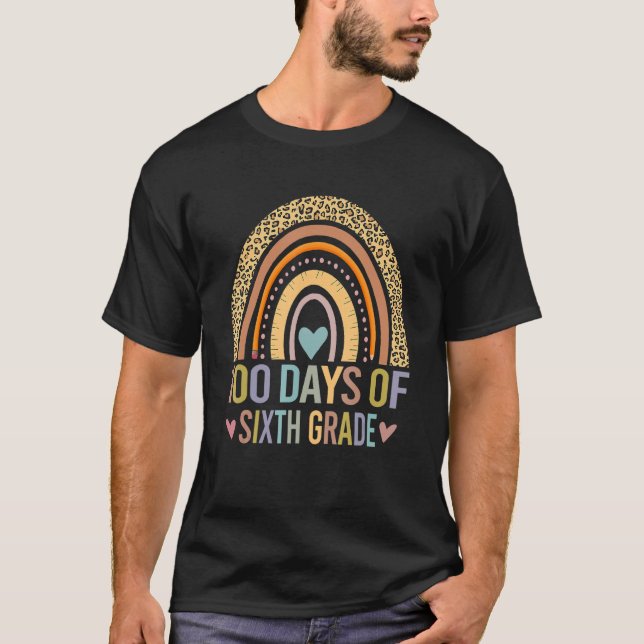 100 Days Of Sixth Grade Leopard Rainbow 100th Day  T-Shirt (Vorderseite)