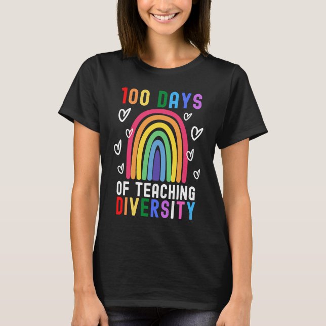 100 Days Of Teaching Diversity  Rainbow Teacher Ga T-Shirt (Vorderseite)