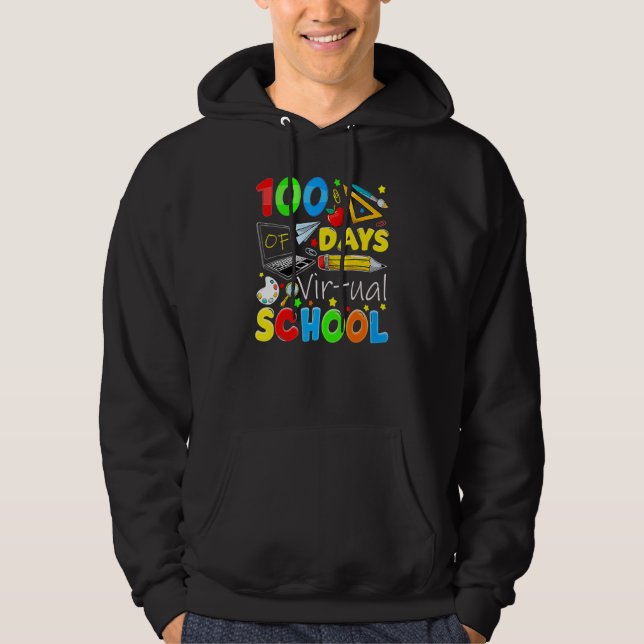 100 Days Of Virtual School Funny 100th Day Of Scho Hoodie (Vorderseite)