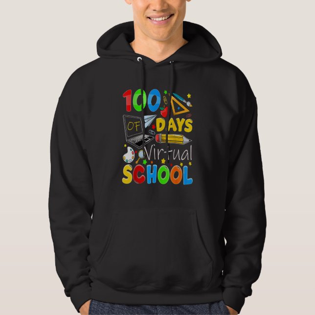 100 Days Of Virtual School Funny 100th Day Of Scho Hoodie (Vorderseite)
