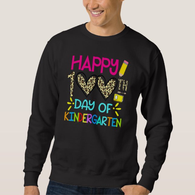 100 Days Smarter 100th Day Of Kindergarten Leopard Sweatshirt (Vorderseite)