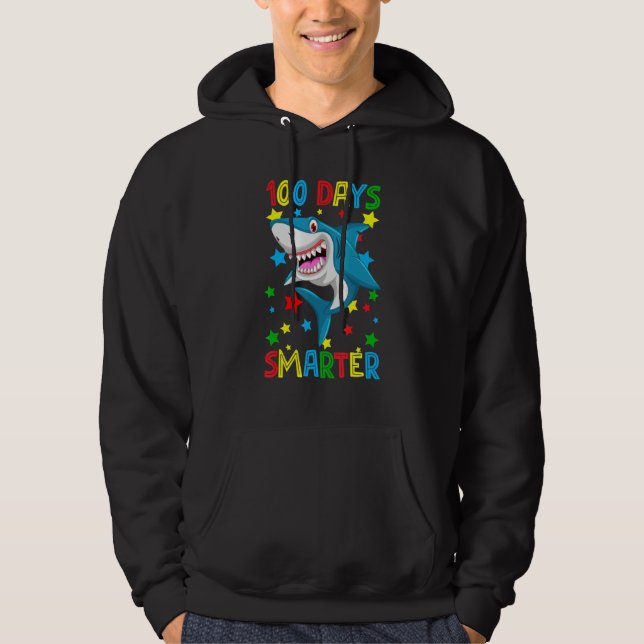 100 Days Smarter 100th Day Of School Cute Shark Gi Hoodie (Vorderseite)