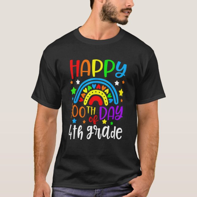 100 Days Smarter 4th Grade Happy 100th Day Of Scho T-Shirt (Vorderseite)