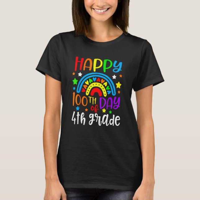 100 Days Smarter 4th Grade Happy 100th Day Of Scho T-Shirt (Vorderseite)
