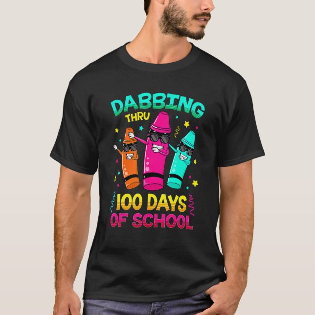 100 Days Smarter Dabbing Crayons Kids 100 Days Sch T-Shirt (Vorderseite)