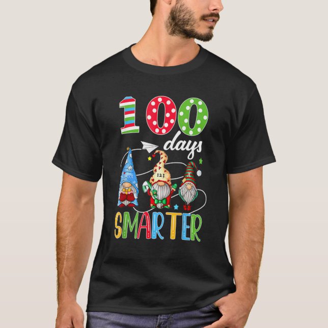 100 Days Smarter Gnome 100th Day Of School Men Kid T-Shirt (Vorderseite)