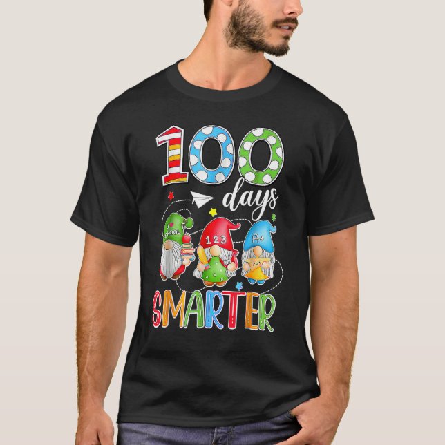 100 Days Smarter Gnomes Cute Happy 100th Day Of Sc T-Shirt (Vorderseite)