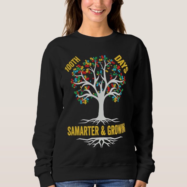 100 days smarter & growing puzzle tree 100th Day O Sweatshirt (Vorderseite)