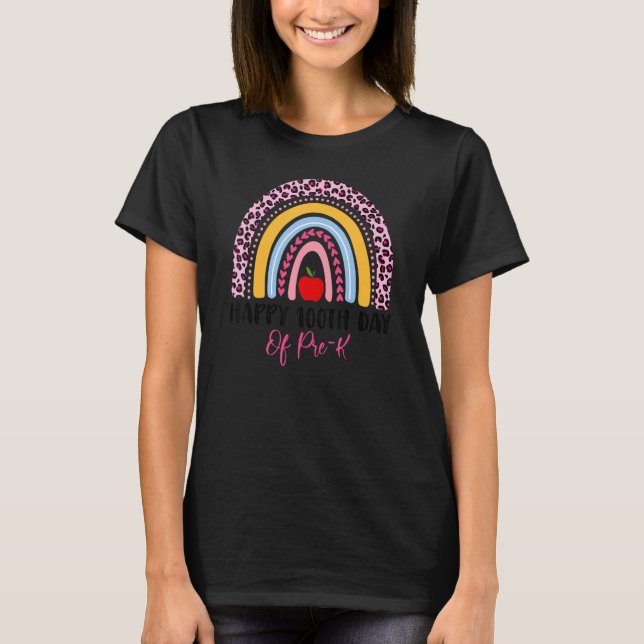 100 Days Smarter Happy 100th Day Of Pre-K Rainbow  T-Shirt (Vorderseite)