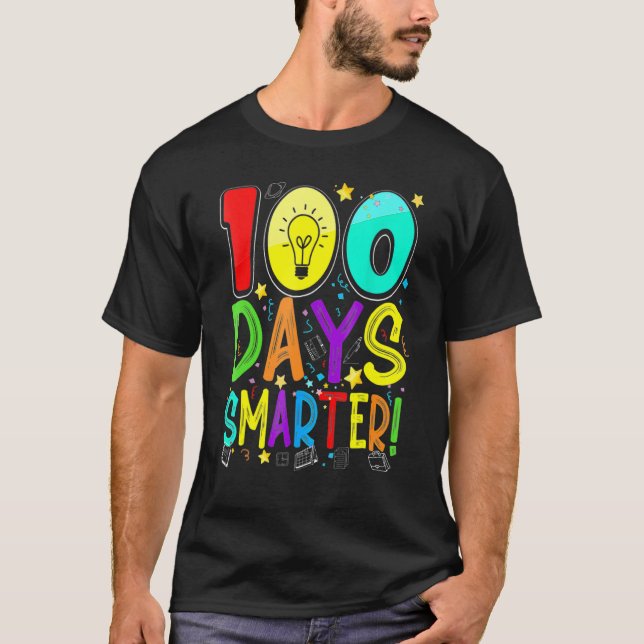 100 Days Smarter Happy 100th Day Of School Student T-Shirt (Vorderseite)