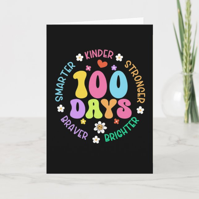 100 Days Smarter Kinder Brighter Cute School Karte (Vorderseite)