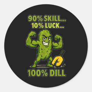 100% Dill-Pickleball-Wortwitz lustiger muskulöser Runder Aufkleber