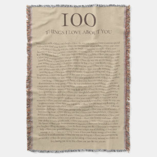 100 Dinge, die ich an dir liebe - Personalisierbar Decke