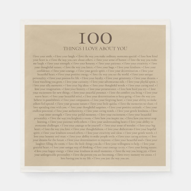 100 Dinge, die ich an dir liebe - Personalisierbar Serviette (Vorderseite)