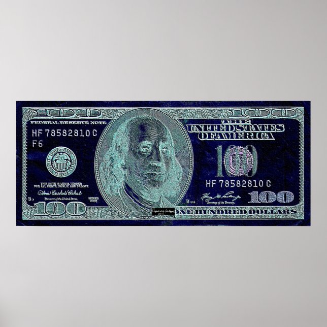 100 Dollar 2, Art Signature BW Poster (Vorne)