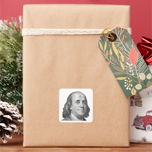 100 Dollar, Benjamin Franklin Quadratischer Aufkleber (Feiertag)