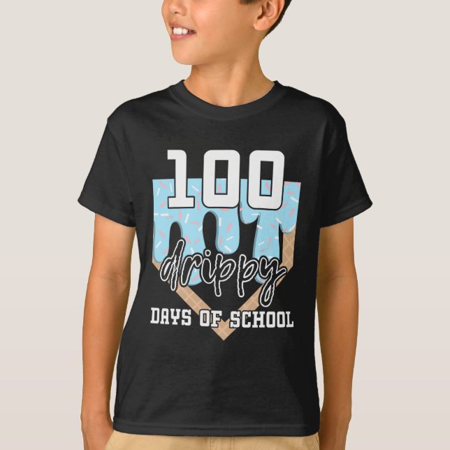 100 Drippy Days of School verkaufen Eiscreme am 10 T-Shirt (Vorderseite)