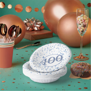 100. Elegantes Centenarian Party Blue/White Pappteller