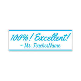 "100%! Exzellent!" + Pädagogischer Name Kautschuk  Permastempel