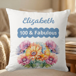 100 & fabulous Name Gerbera Blumen rosa Kissen