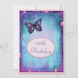 100. Faux Glitter, Schmetterling, Rosen & Spitze Einladung