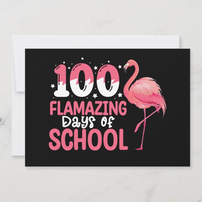 100 Flverblüffende Tage der Schule Flamingo Lehrer Einladung (Vorderseite)