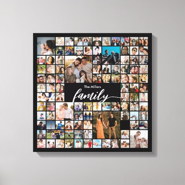 100 Foto-Collage Familienporträt Leinwanddruck (Vorderseite)