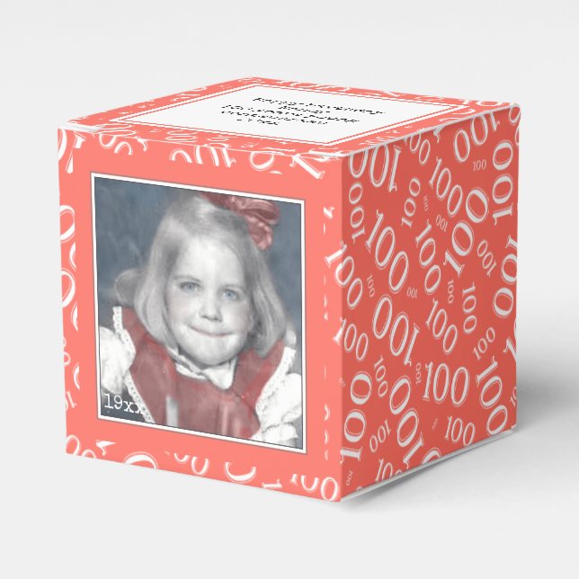 100. Foto Keepake - Korallen-/Weißzahlmuster Geschenkschachtel (Vorderseite)