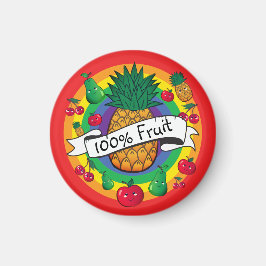 "100% Frucht" Regenbogenfarbene kawaii-Früchte Magnet