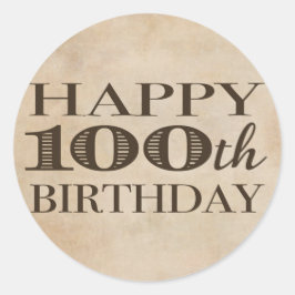 100. Geburtstag Akzent Runder Aufkleber
