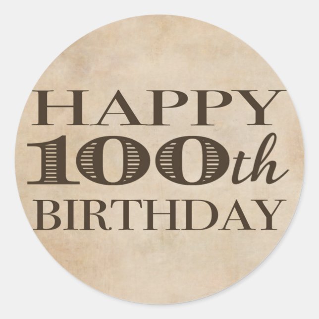 100. Geburtstag Akzent Runder Aufkleber (Vorderseite)