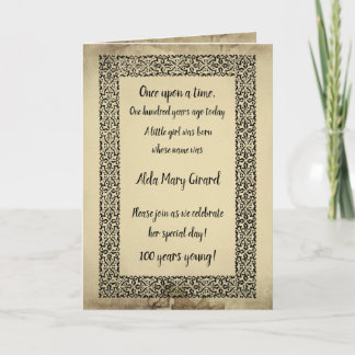 100. Geburtstag - Antique Storybook Seite Einladung