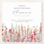 100. Geburtstag August Birth Blume Custom Untersetzer<br><div class="desc">Die perfekte Tischdekoration für eine Geburtstagsfeier am August. Rosa Gladiolus ist die Blume der Geburt für diesen Monat. Es bildet einen hübschen Wasserfarbenuntergrund an diesem blumengeschmückten personalisierten Untersetzer. Der Geburtstagsgast der Ehre,  des Alters und des Geburtstags wird mit eleganter Kalligraphie und Typografie darüber platziert. Alle Texte können bearbeitet werden.</div>