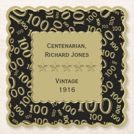 100. Geburtstag Black and Gold Theme Untersetzer
