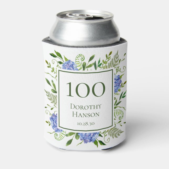 100. Geburtstag Blue Hydrangeas Dosenkühler (Kanne Rückseite)
